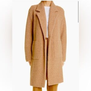 Vince Merino Wool Blend Oversized Longline Cardigan Coat Size S Camel Pockets